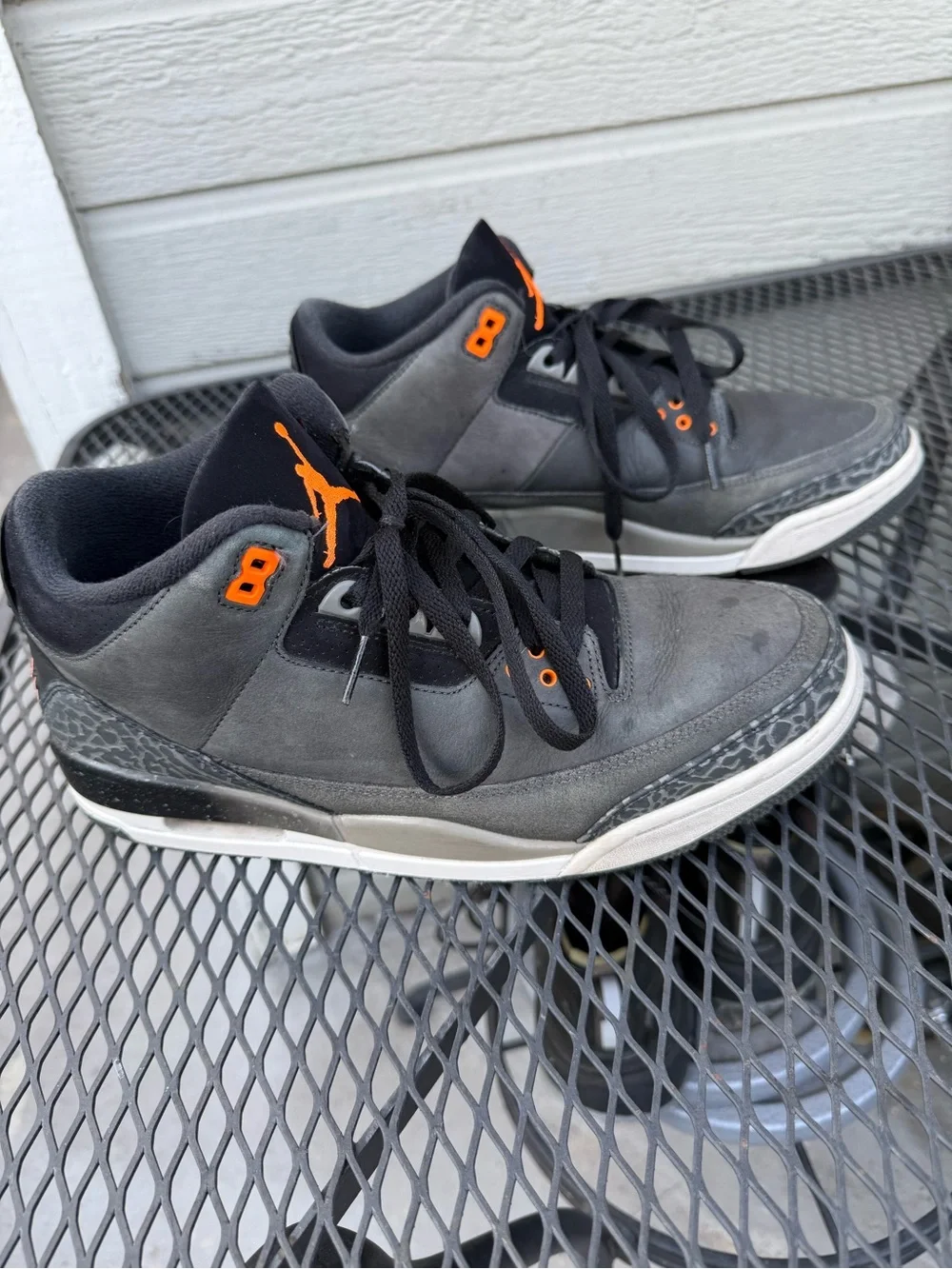 Jordan Men’s Grey and Black Sneakers with Orange Jumpman